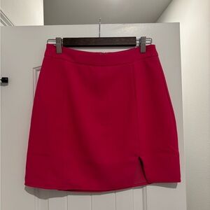 Women's Hot Pink Mini Skirt with Front Slit